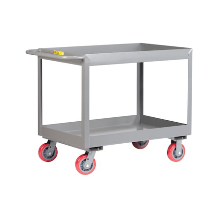 Little Giant Utility Cart, 12 ga. Steel, 3600 lb Load Capacity, 2 Shelves, 54" L, 24-3/8" W, 38" H DS2448X36PY